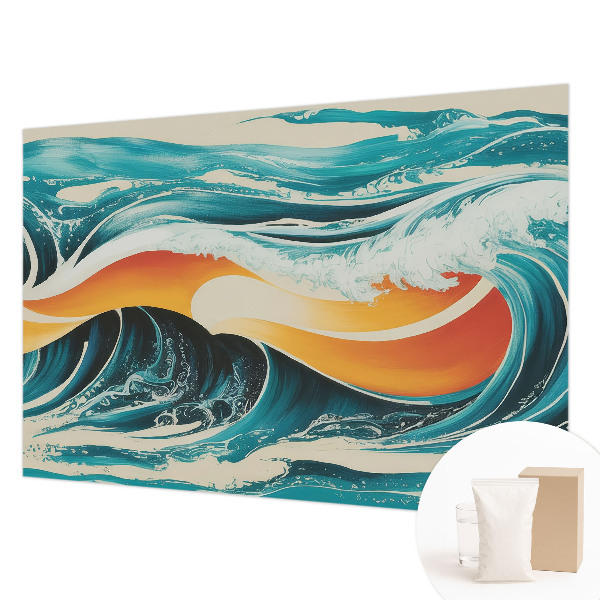 Non-woven photo wallpaper with an abstract waves design