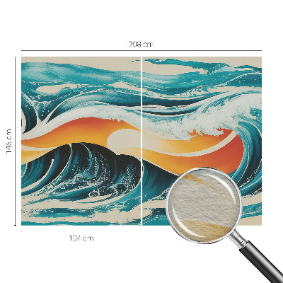 Non-woven photo wallpaper with an abstract waves design