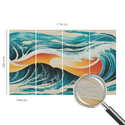 Non-woven photo wallpaper with an abstract waves design