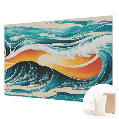 Non-woven photo wallpaper with an abstract waves design