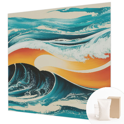 Non-woven photo wallpaper with an abstract waves design