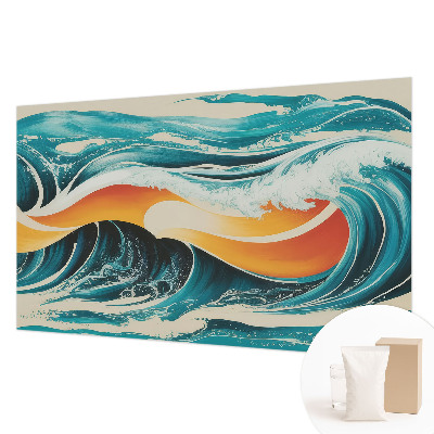 Non-woven photo wallpaper with an abstract waves design