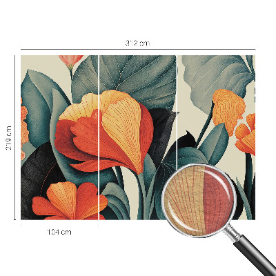 Wallpaper mural with colorful flowers