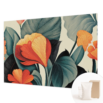 Wallpaper mural with colorful flowers