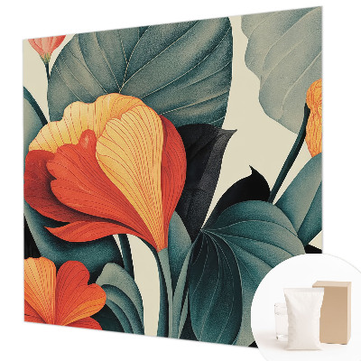 Wallpaper mural with colorful flowers
