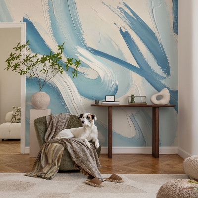Wall mural with abstract brushstroke design