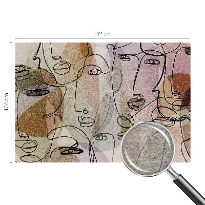 Wallpaper mural for living room with a linear faces design