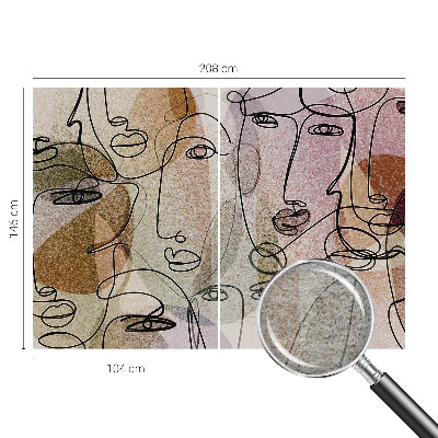 Wallpaper mural for living room with a linear faces design