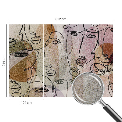 Wallpaper mural for living room with a linear faces design