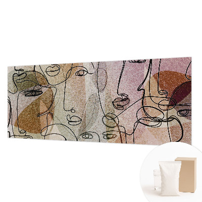 Wallpaper mural for living room with a linear faces design