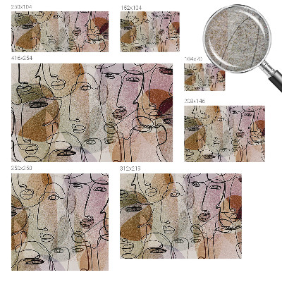 Wallpaper mural for living room with a linear faces design