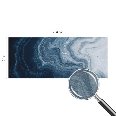 Wall mural for living room with a blue waves design