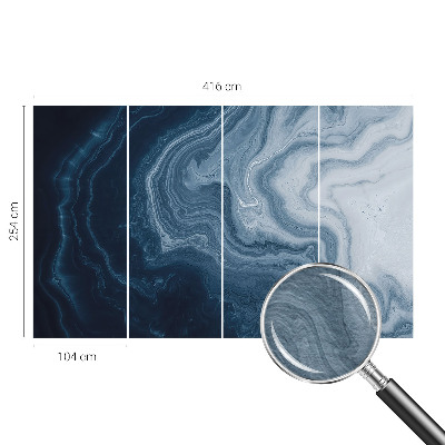 Wall mural for living room with a blue waves design