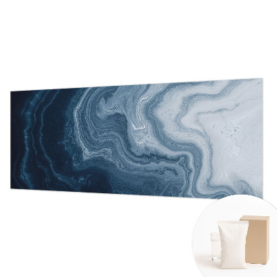 Wall mural for living room with a blue waves design