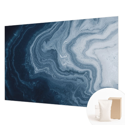 Wall mural for living room with a blue waves design