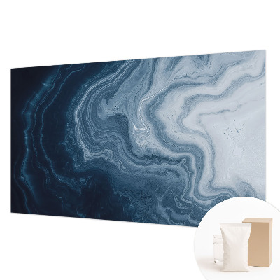 Wall mural for living room with a blue waves design