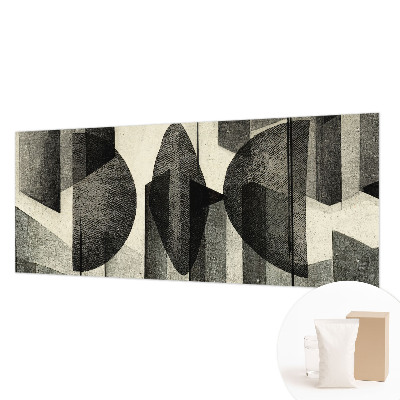 Large wallpaper mural featuring geometric shapes