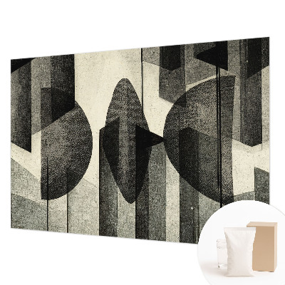 Large wallpaper mural featuring geometric shapes