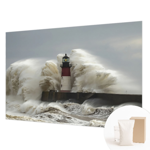 Large wall mural featuring sea waves