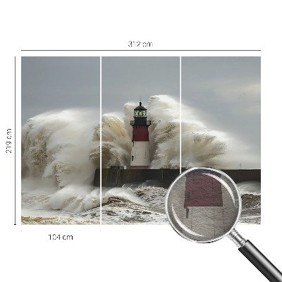 Large wall mural featuring sea waves