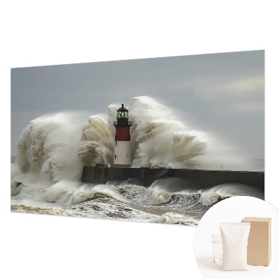 Large wall mural featuring sea waves