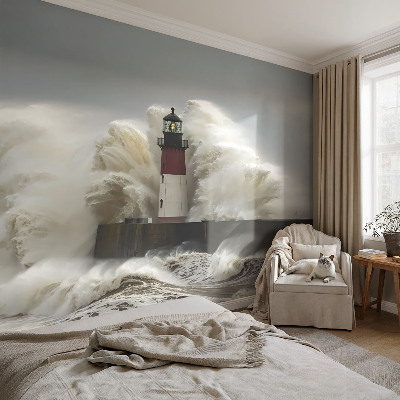 Large wall mural featuring sea waves