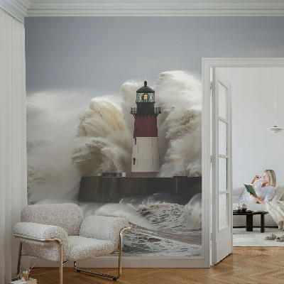 Large wall mural featuring sea waves