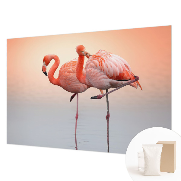 Modern wall mural for living room with a delicate flamingo motif