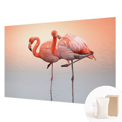 Modern wall mural for living room with a delicate flamingo motif