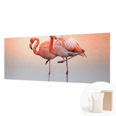 Modern wall mural for living room with a delicate flamingo motif