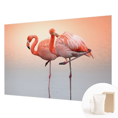 Modern wall mural for living room with a delicate flamingo motif