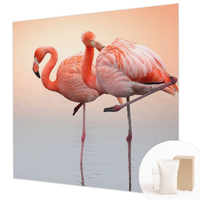 Modern wall mural for living room Delicate flamingos