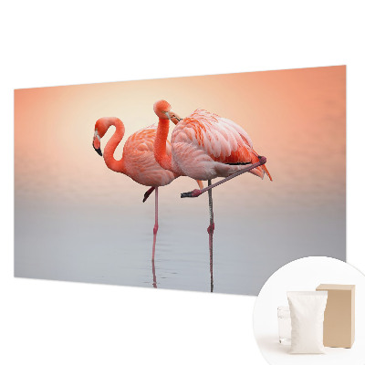 Modern wall mural for living room Delicate flamingos