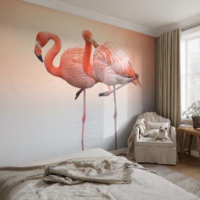 Modern wall mural for living room Delicate flamingos
