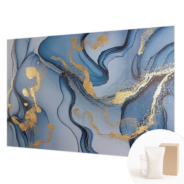Premium wall mural for bedroom with a blue waves design