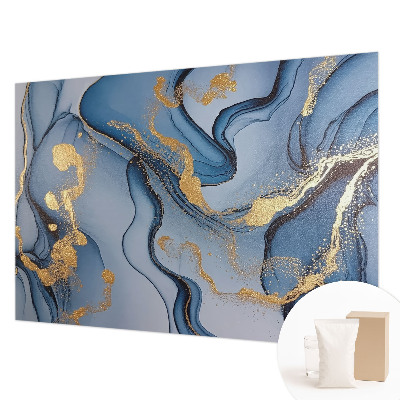 Premium wall mural for bedroom with a blue waves design