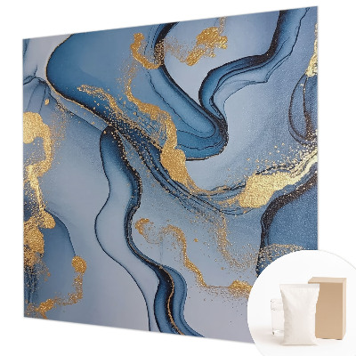 Premium wall mural for bedroom with a blue waves design