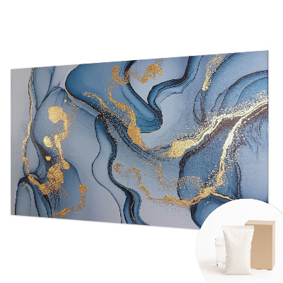 Premium wall mural for bedroom with a blue waves design