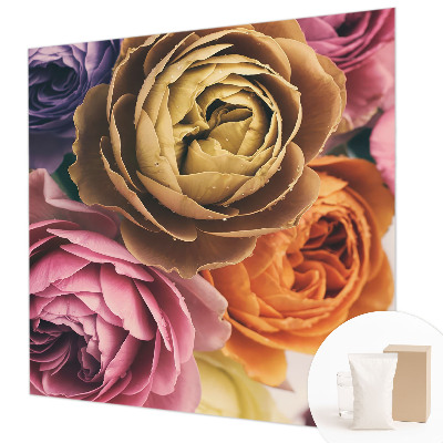 Photo wall mural with a colorful roses design