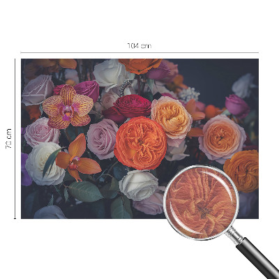 Non-woven wall mural with a colorful bouquet design