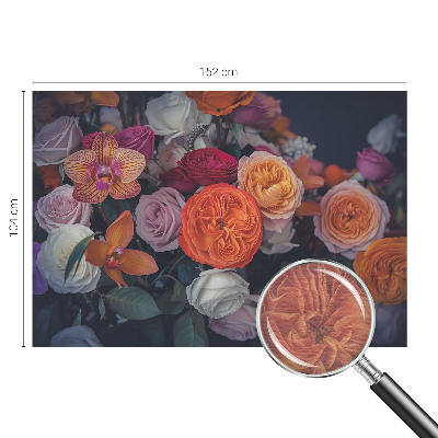 Non-woven wall mural with a colorful bouquet design