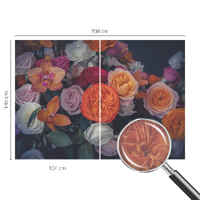 Non-woven wall mural with a colorful bouquet design