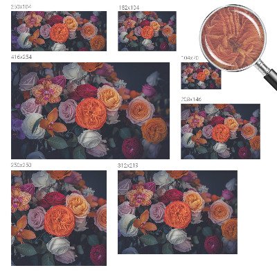 Non-woven wall mural with a colorful bouquet design