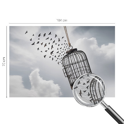 Non-woven photo wallpaper with a flying birds motif