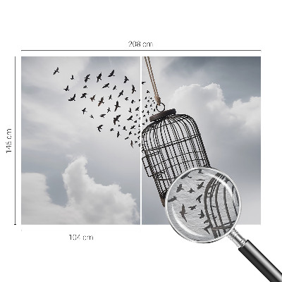 Non-woven photo wallpaper with a flying birds motif