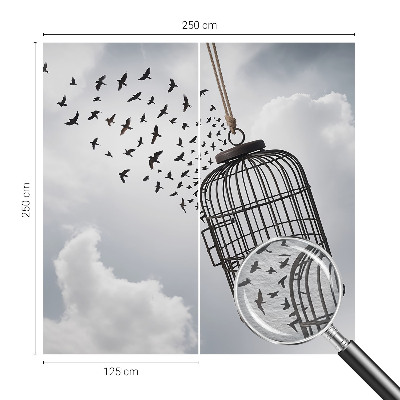 Non-woven photo wallpaper with a flying birds motif