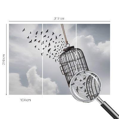 Non-woven photo wallpaper with a flying birds motif