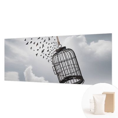 Non-woven photo wallpaper with a flying birds motif