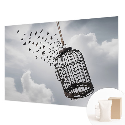 Non-woven photo wallpaper with a flying birds motif