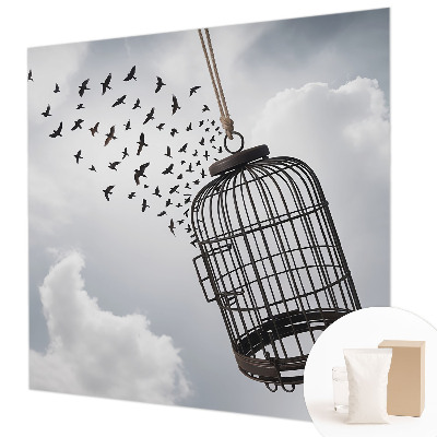 Non-woven photo wallpaper with a flying birds motif